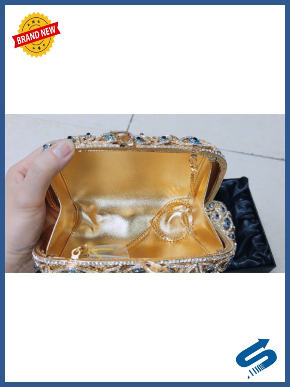 Rhinestone Crystal Evening Clutch Bag Formal Magnetic Closure - Picture 6 of 6